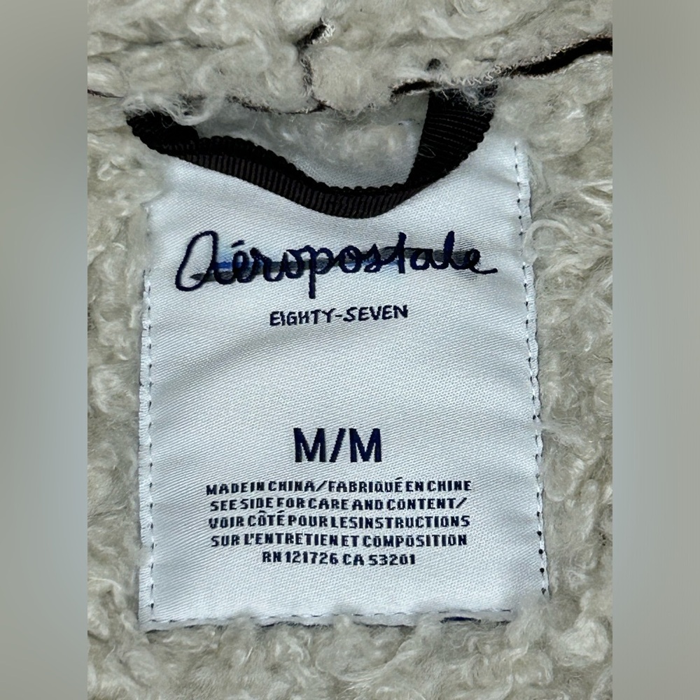 Aeropostale Women's M‎ Faux Suede Sherpa Lining Brown Vest Draped Open Front - Picture 9 of 9